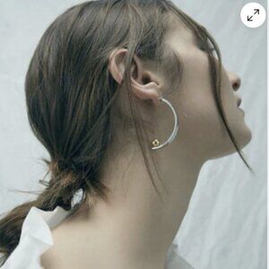 Jenny Bird Two-tone Gold thick hoops with small ball